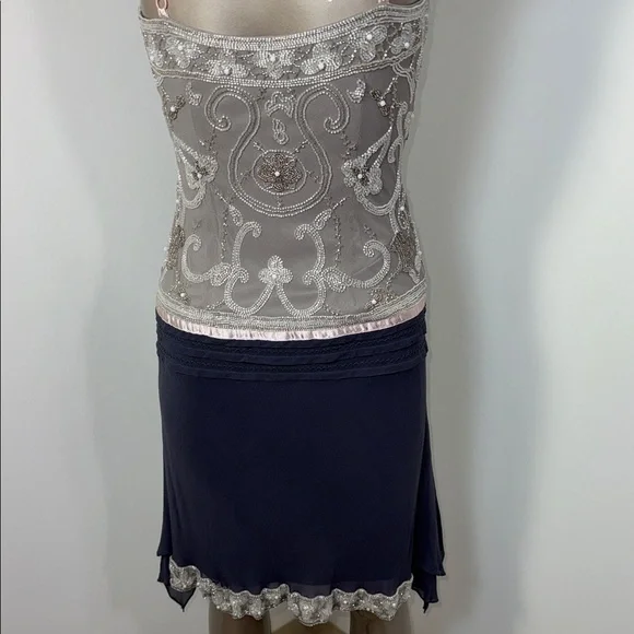 Vintage Cache Beaded Embellished Spaghetti Strap Tank with Navy Skirt - Picture 7 of 10